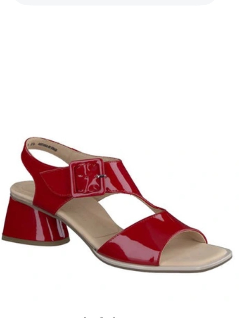 PAUL GREEN Tanya Slingback Buckle Sandal In Lipstick Patent S-618 Sz 7.5